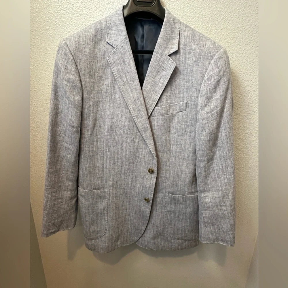 Stafford Classic Fit Linen Cotton Sport Coat Light Blue Men’s 48R - Picture 3 of 8